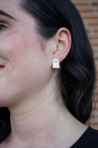 Mini Ghost Studs - White Shimmer