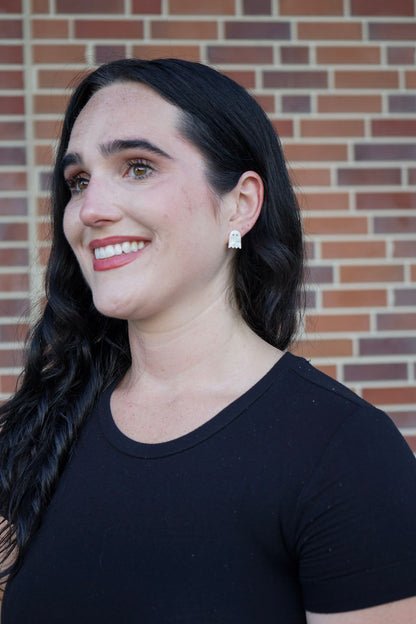 Mini Ghost Studs - White Shimmer