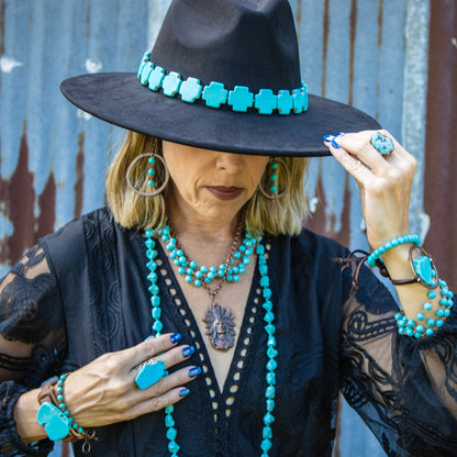 Blue Turquoise Ring set in Antique Copper 012w