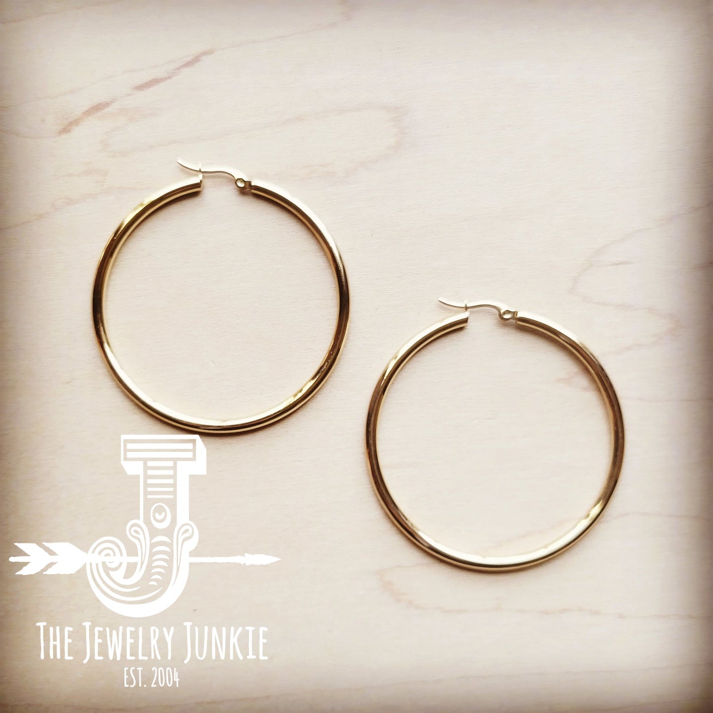Small Stainless Steel Hoop Earrings 18K Gold Plating 219a