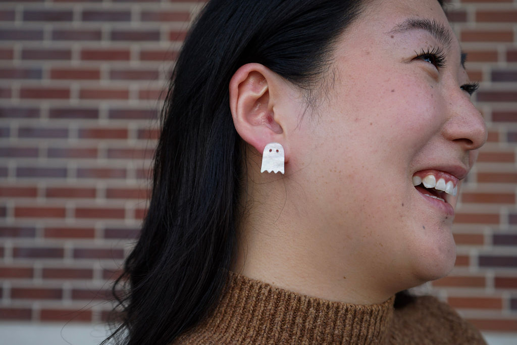 Ghost Studs - Light Pink Shimmer