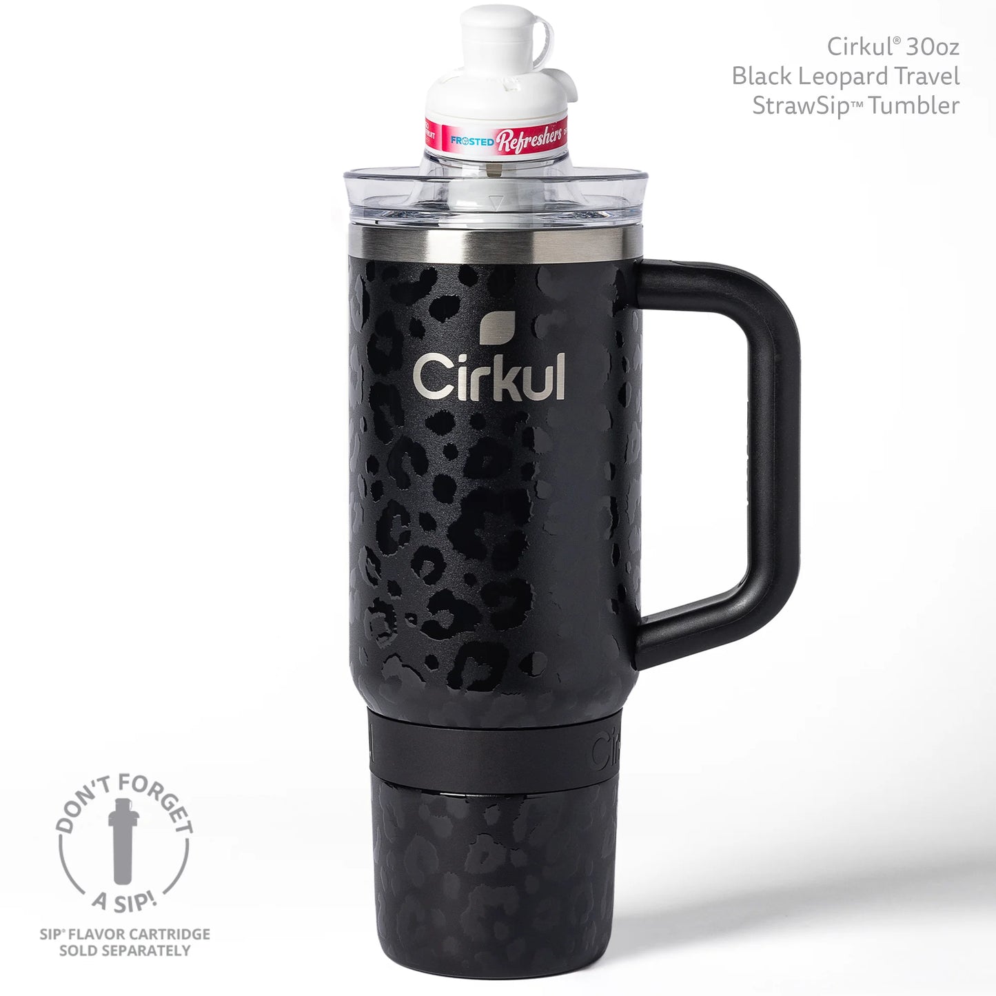 Cirkul 30oz Travel StrawSip Double-Wall Insulated Stainless Steel Tumbler with Handle, Azure Shimmer (Light Teal Sparkle)