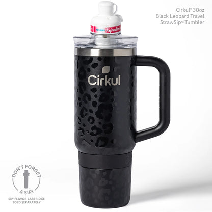 Cirkul 30oz Travel StrawSip Double-Wall Insulated Stainless Steel Tumbler with Handle, Azure Shimmer (Light Teal Sparkle)