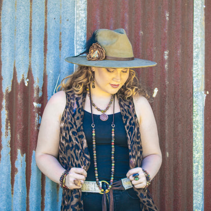 Genuine Picasso Jasper Collar Necklace w/ Indian Head Pendant 261h