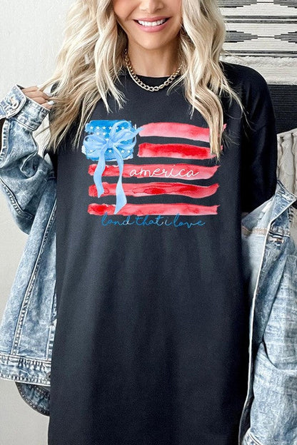 American Flag Bow Graphic Plus Heavy Cotton Tee