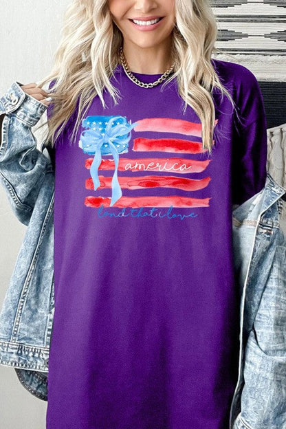 American Flag Bow Graphic Plus Heavy Cotton Tee