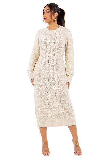 WOMEN FASHION LONG MAXI SWEATER DRESS
