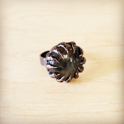 Genuine Labradorite Ring set in Antique Copper 012x