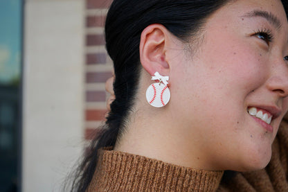 Bow Baseball Earrings