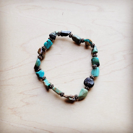 Genuine HuBei Natural Turquoise Beaded Bracelet w/ Copper 810g