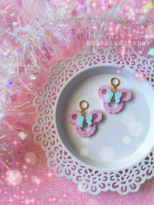 Pink Frosting Mouse Christmas Wreath Earrings