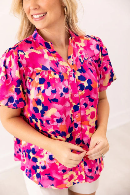 Pink & Purple Leopard Blouse