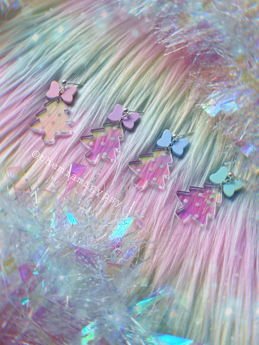 Iridescent Christmas Tree Earrings
