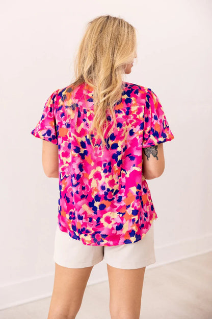 Pink & Purple Leopard Blouse