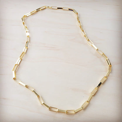 Gold Large Chain Link Layering Necklace 22" length 255o