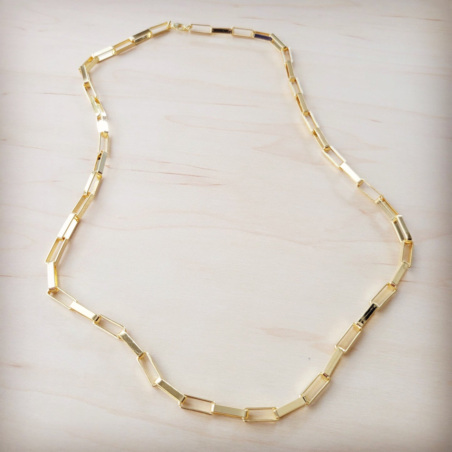 Matte Gold Large Chain Link Layering Necklace 255n