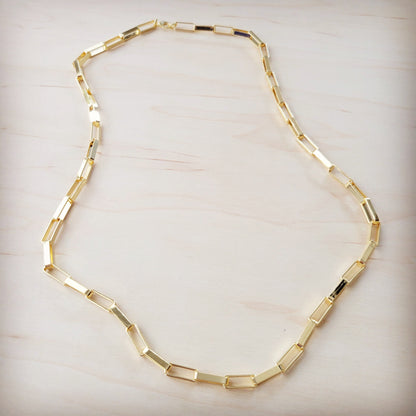 Matte Gold Large Chain Link Layering Necklace 255n