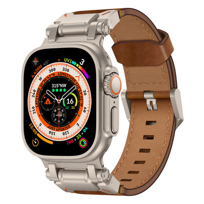 Leather Tactical Band for Apple Watch Ultra – 26mm Wide, Mecha-Style Connectors, Adventure-Ready