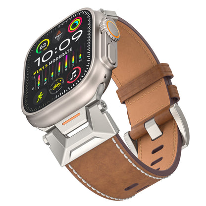 Mecha-Inspired Vintage Leather Band for Apple Watch
