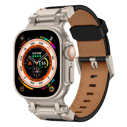 Leather Tactical Band for Apple Watch Ultra – 26mm Wide, Mecha-Style Connectors, Adventure-Ready