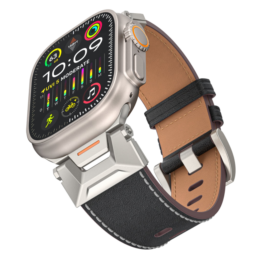 Mecha-Inspired Vintage Leather Band for Apple Watch
