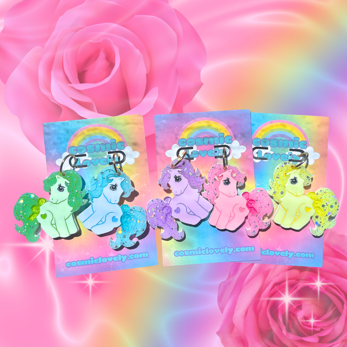 Pastel Rainbow Confetti Cutie Pony Earrings & More