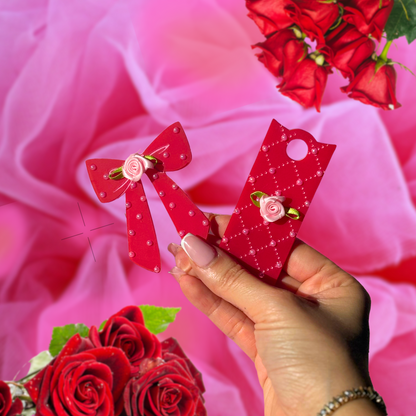 Coquette Red Pearl Bow Tumbler H2.0 Cup Topper 40oz | 30oz | 20 oz | Tumbler Cup Accessories