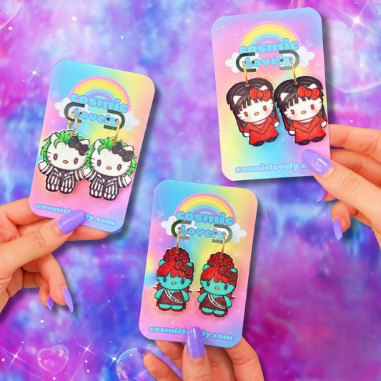 Halloween Beetle Kitty Earrings