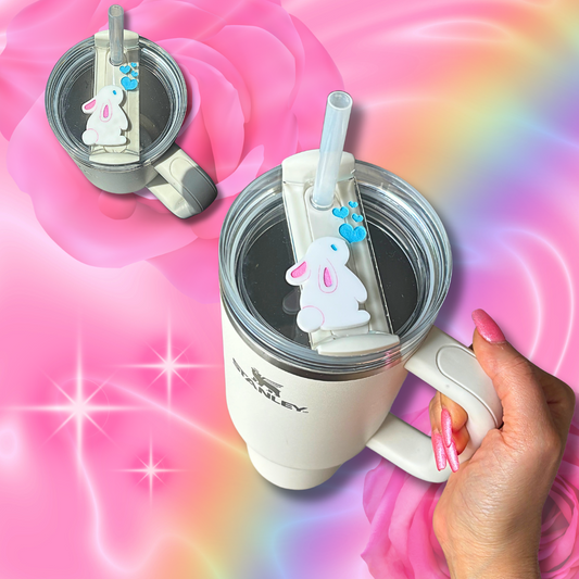 Pastel Kawaii Easter Bunny Tumbler H2.0 Cup Topper  40oz | 30oz | 20 oz | 14oz Tumbler Cup Accessories