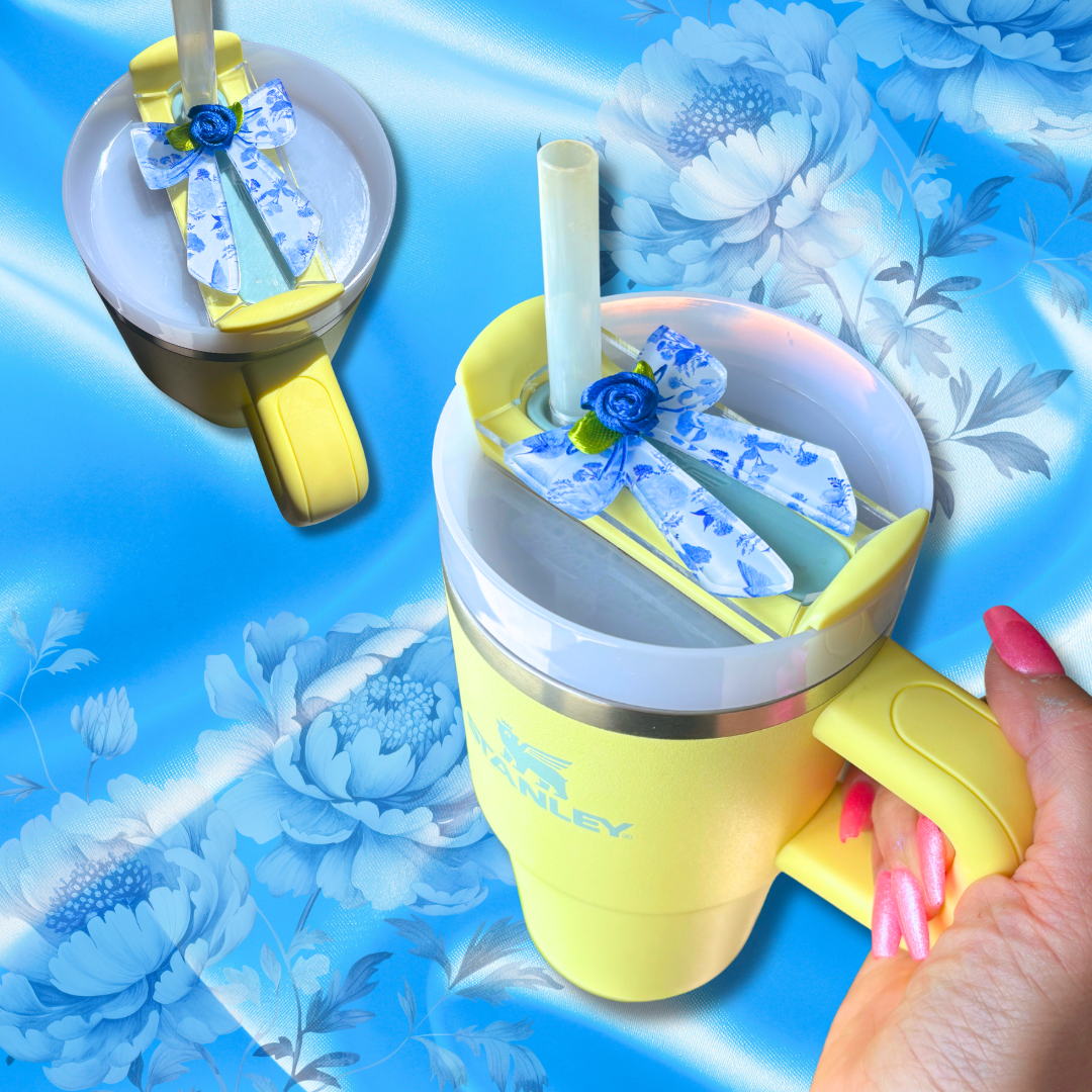 Coquette Chinoiserie Rose Bow Tumbler H2.0 Cup Topper  40oz | 30oz | 20 oz | 14oz Tumbler Cup Accessories
