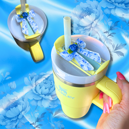 Coquette Chinoiserie Rose Bow Tumbler H2.0 Cup Topper  40oz | 30oz | 20 oz | 14oz Tumbler Cup Accessories