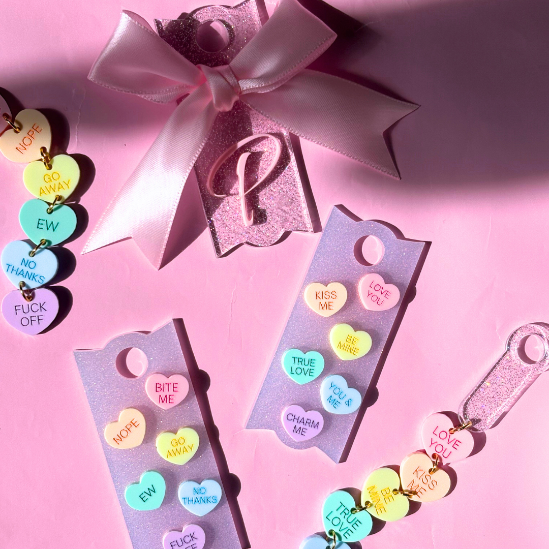 Valentines Love Day Candy Hearts Tumbler Cup Straw Charms 40oz | 30oz | 20 oz | 14oz Tumbler Cup Accessories | 40oz Tumbler Accessories