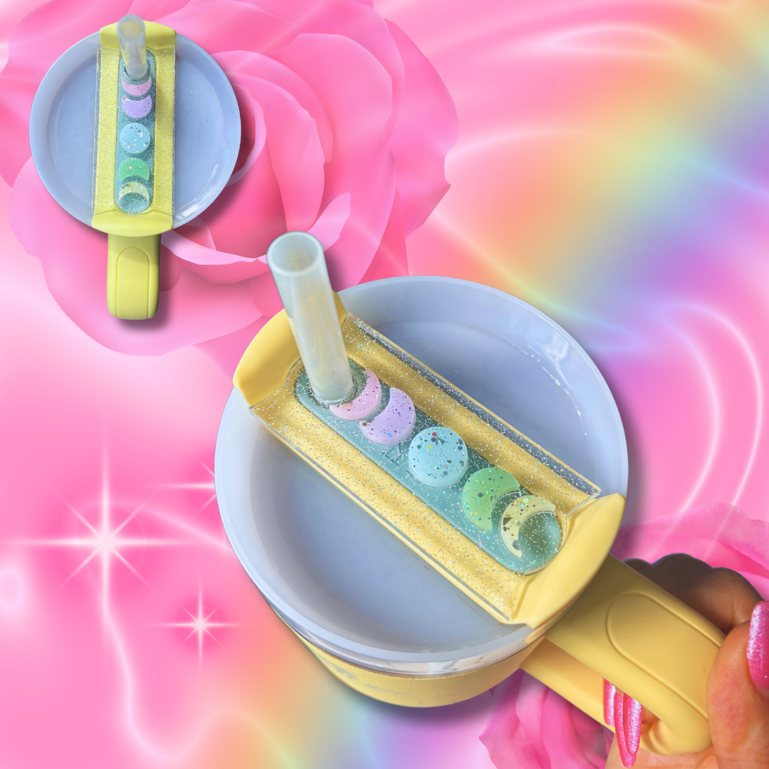 Pastel Rainbow Moon phase Tumbler H2.0 Cup Topper 40oz | 30oz | 20 oz | 14oz Tumbler Cup Accessories | Quencher Tumbler