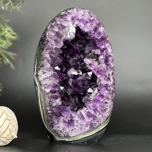 Extra Large Amethyst Geode Cave, Oval shaped Full polished stone, Stunning decor piece, Giant Crystal