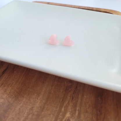 Hand Drawn Heart Studs- Pink