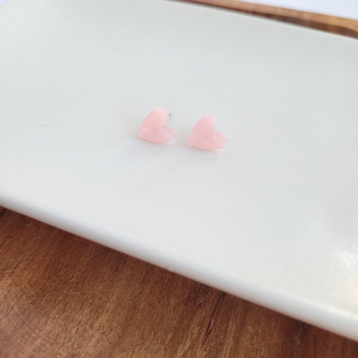 Hand Drawn Heart Studs- Pink