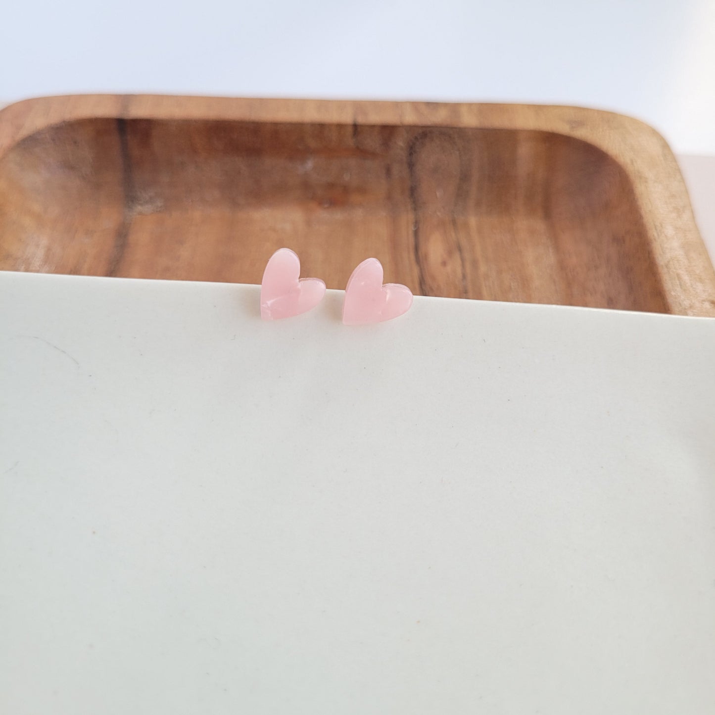 Hand Drawn Heart Studs- Pink