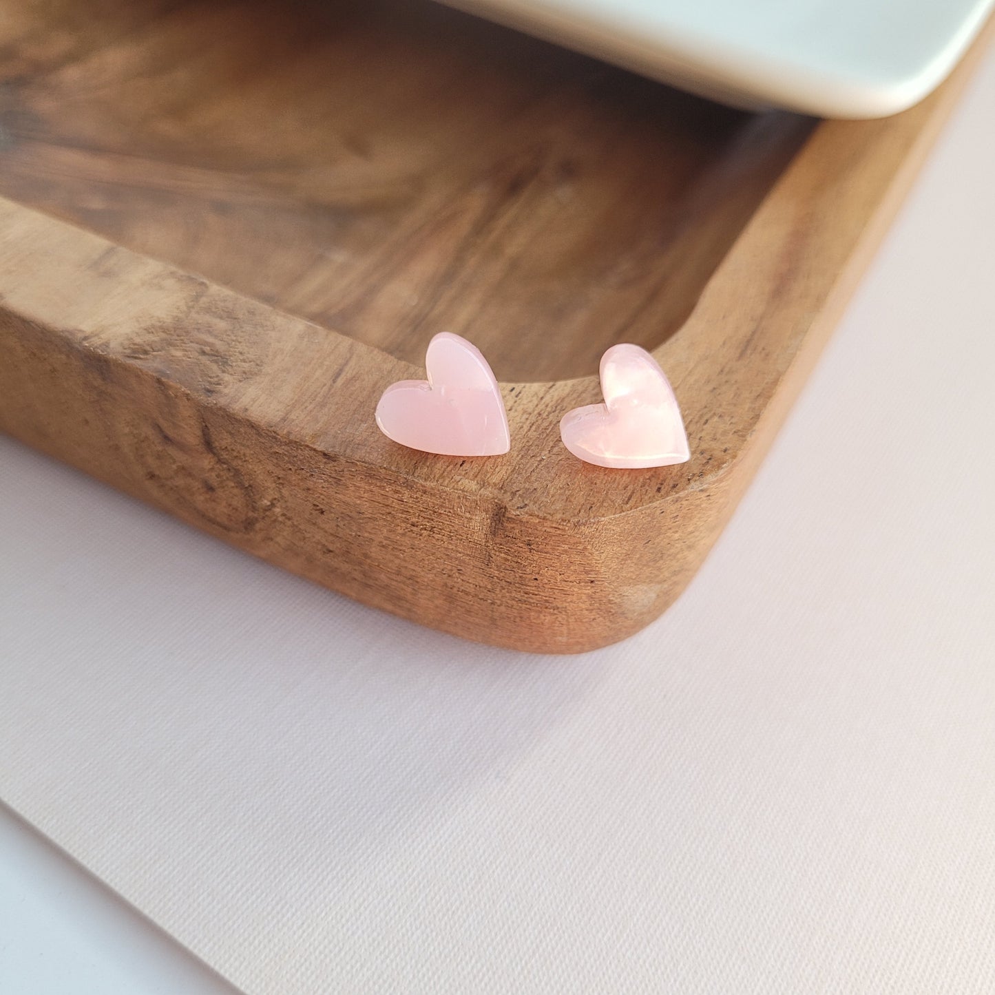 Hand Drawn Heart Studs- Pink