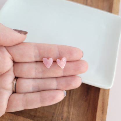 Hand Drawn Heart Studs- Pink