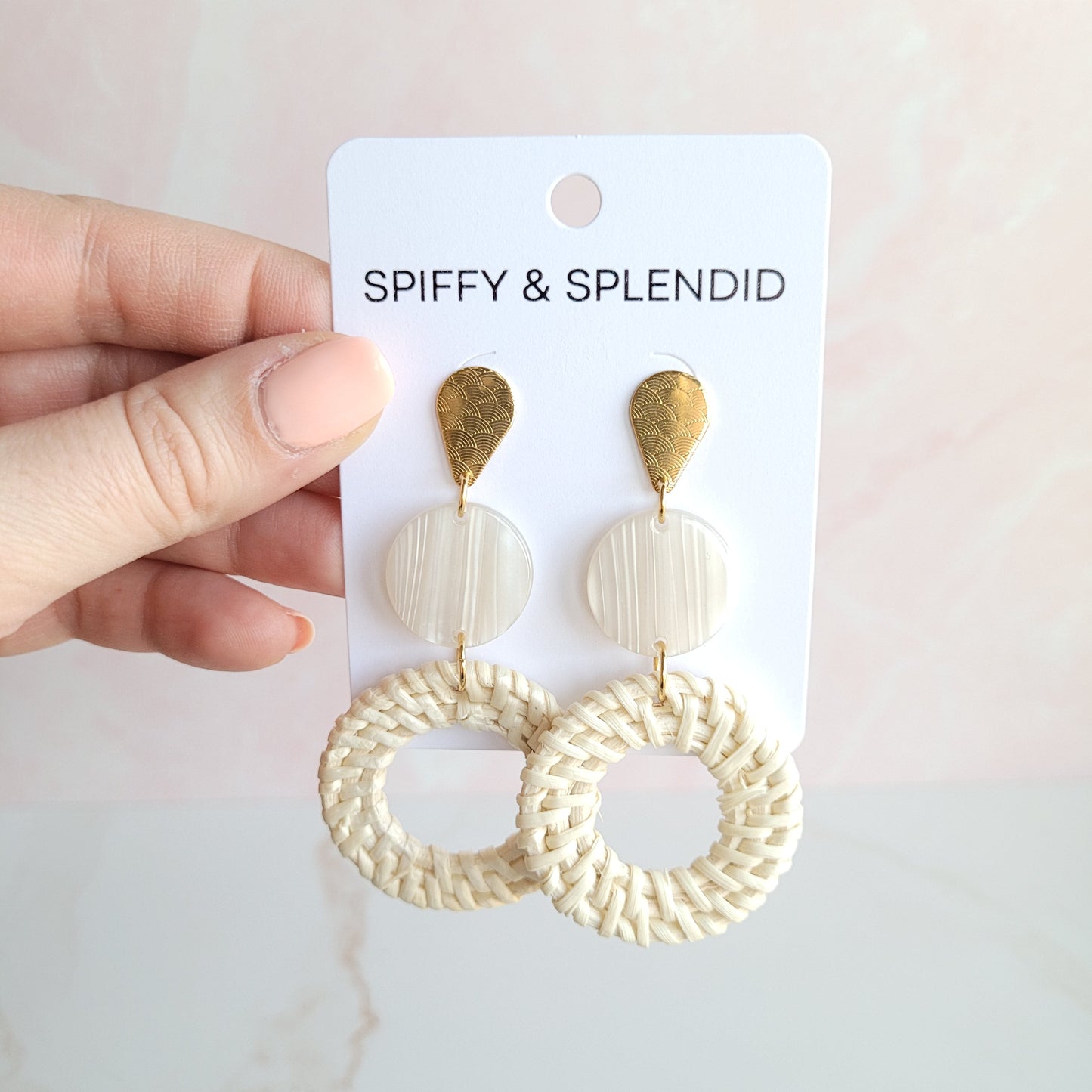 Lana Earrings - Light Rattan Seashell