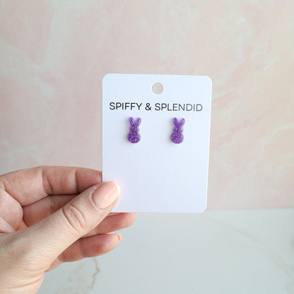 Glitter Bunny Studs - Purple