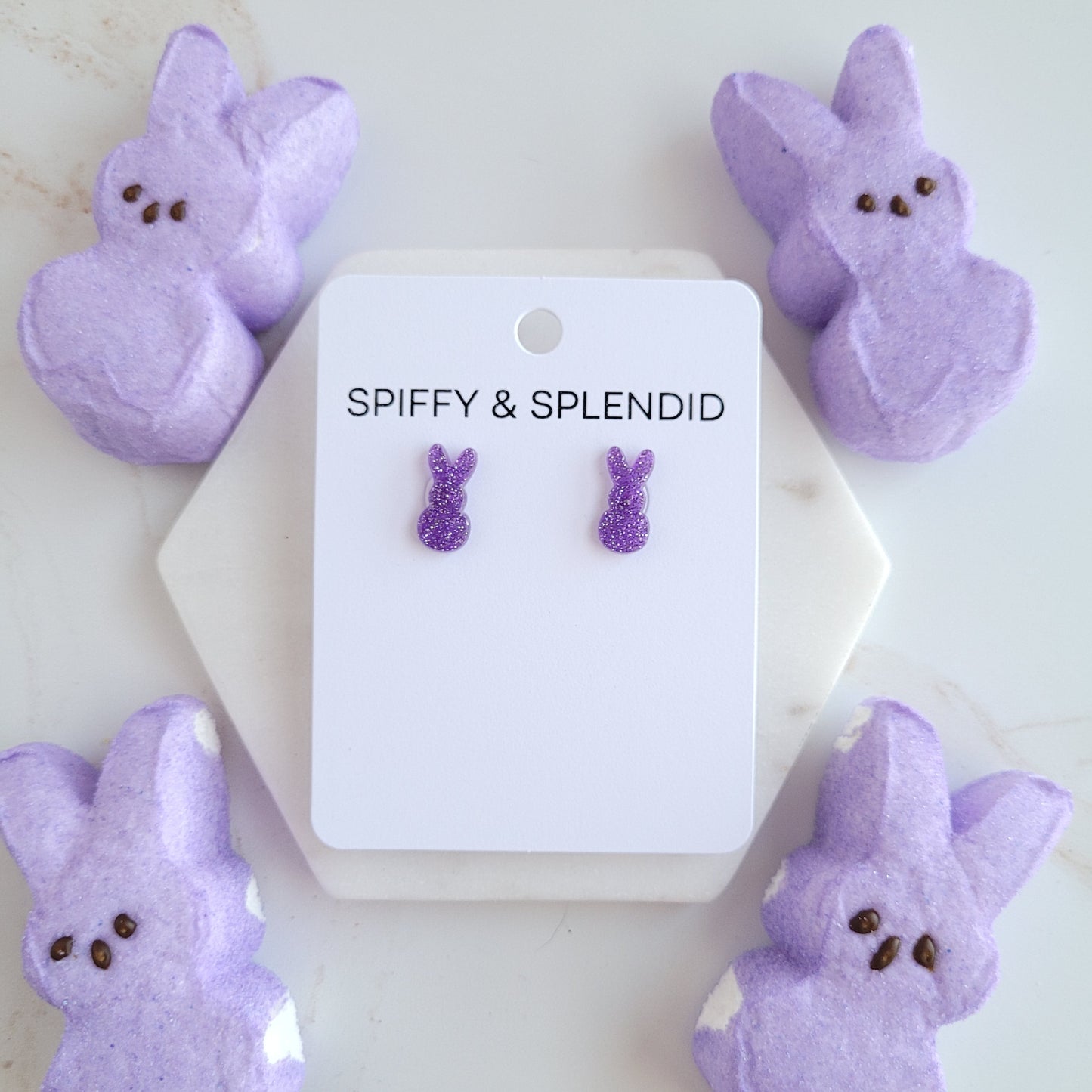 Glitter Bunny Studs - Purple