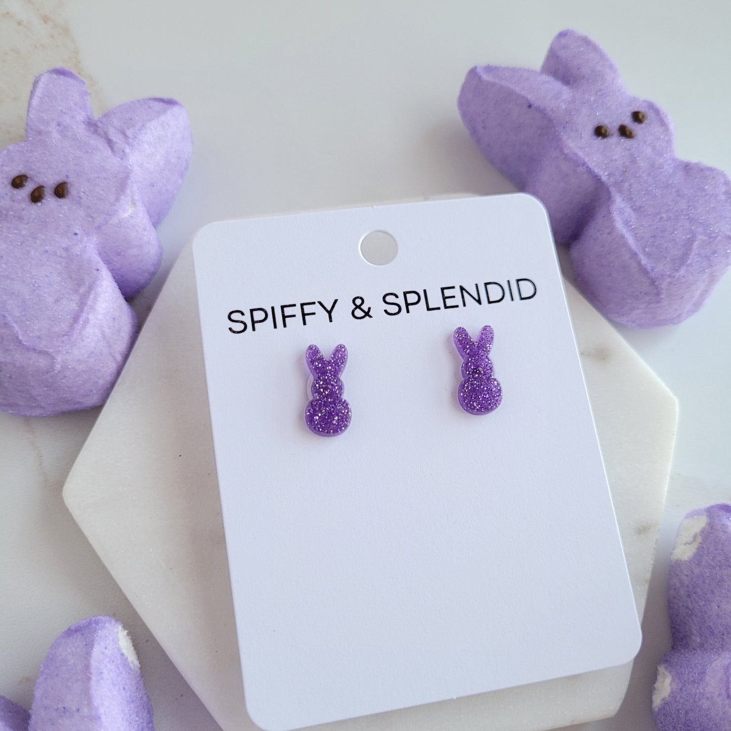 Glitter Bunny Studs - Purple