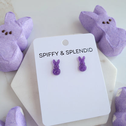 Glitter Bunny Studs - Purple