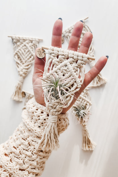 Mini Magnetic Macrame Air Plant Hangers – Handmade Boho Decor