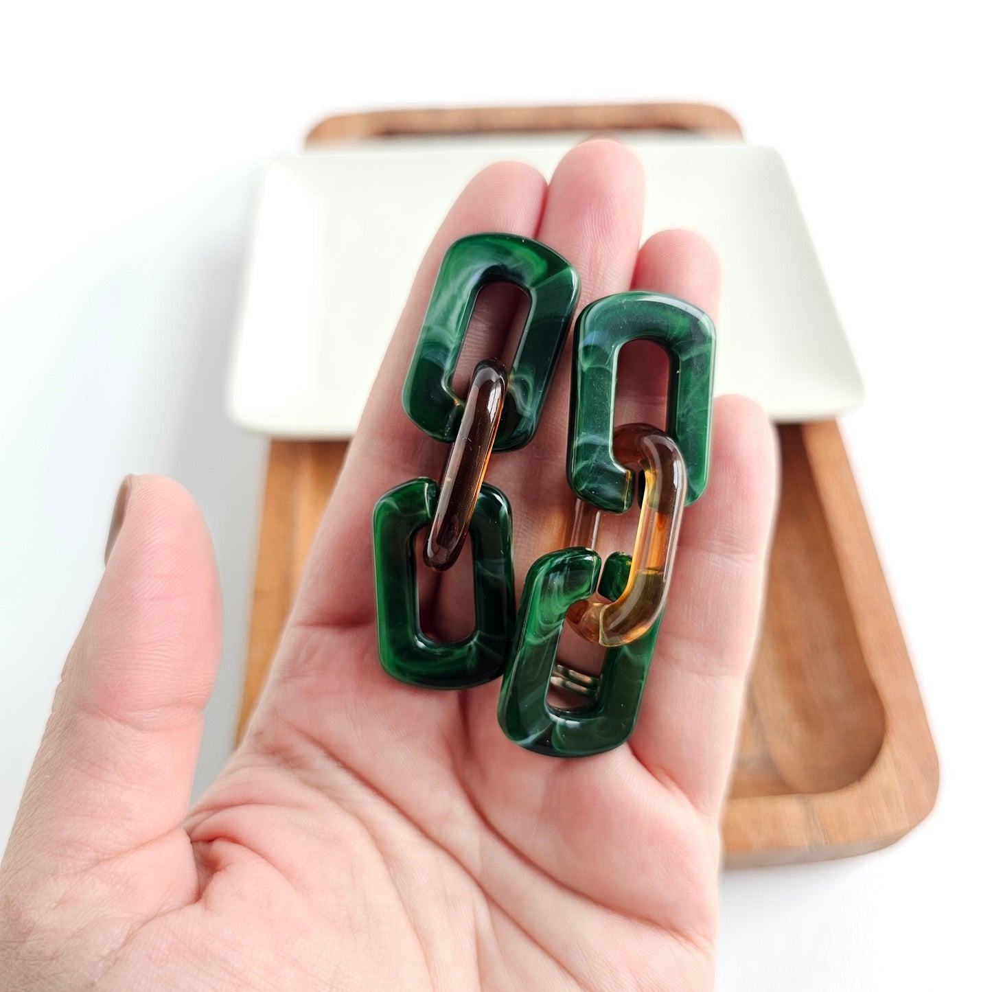 Tabitha Earrings - Forest Green & Amber