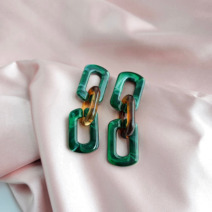 Tabitha Earrings - Forest Green & Amber