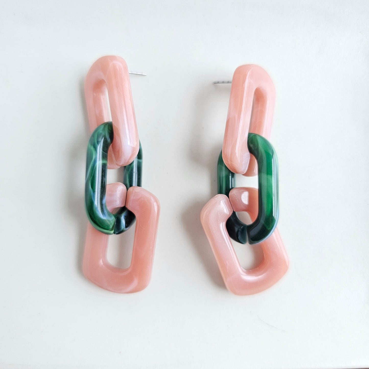 Tabitha Earrings - Vintage Rose & Forest Green