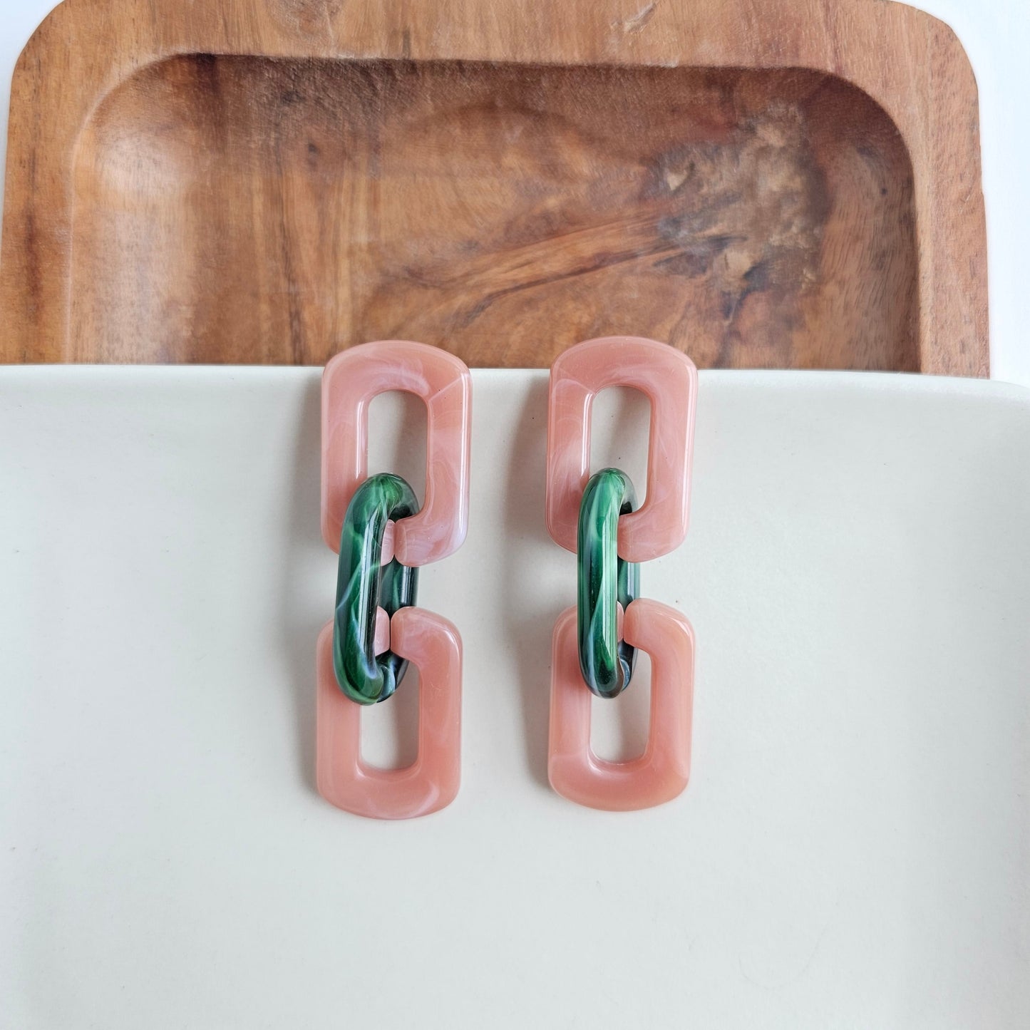 Tabitha Earrings - Vintage Rose & Forest Green