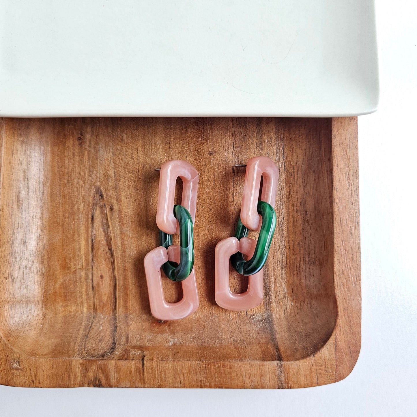 Tabitha Earrings - Vintage Rose & Forest Green